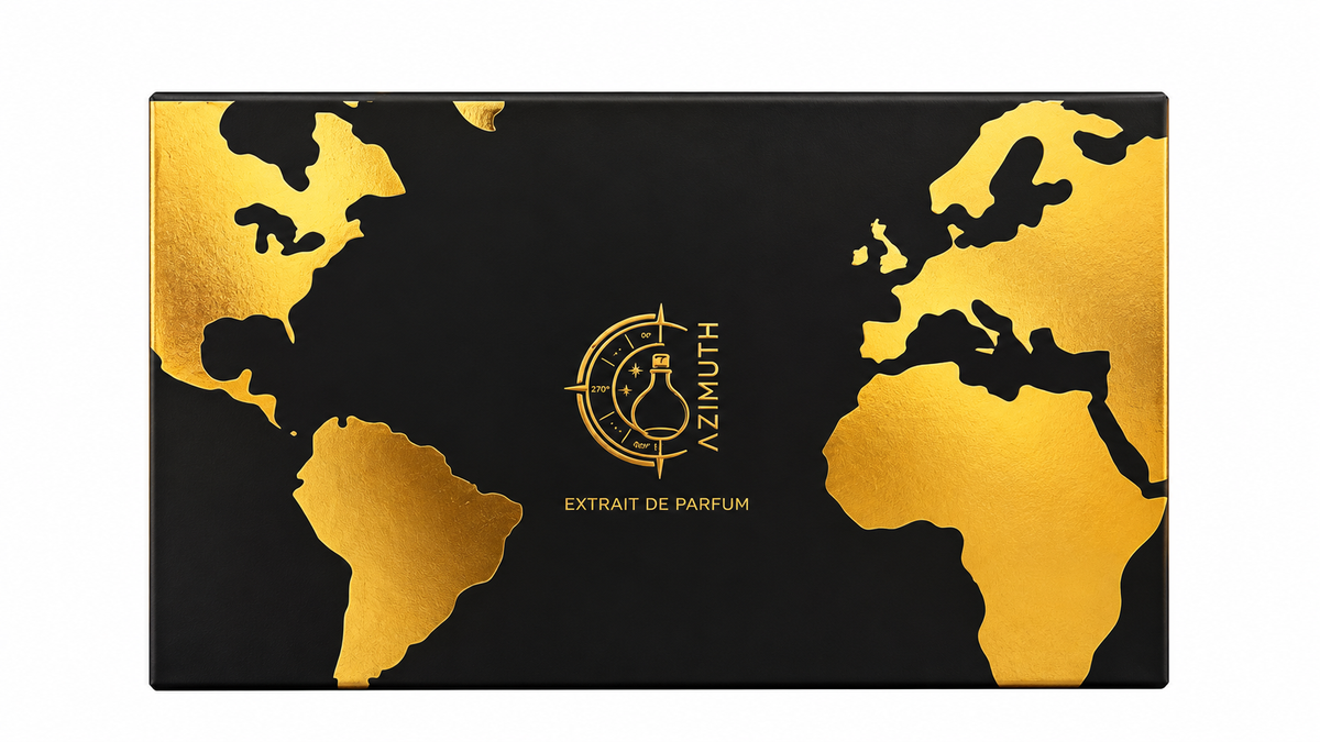 AZIMUTH Discovery Set – black and gold world map gift box